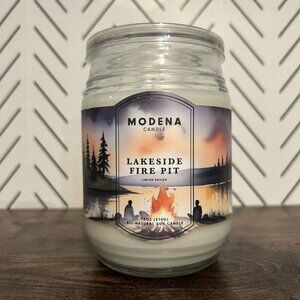 NEW Modena Candle Lakeside Fire Pit Limited Soy 18oz Woodsy Earthy Mancave